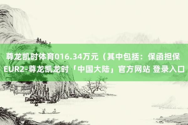 尊龙凯时体育016.34万元（其中包括：保函担保 EUR2-尊龙凯龙时「中国大陆」官方网站 登录入口