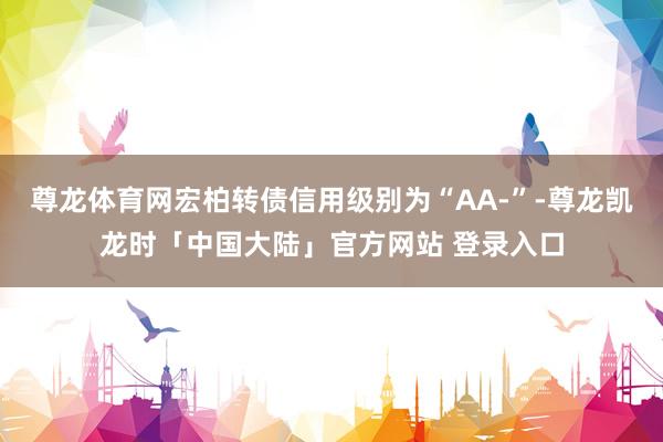尊龙体育网宏柏转债信用级别为“AA-”-尊龙凯龙时「中国大陆」官方网站 登录入口