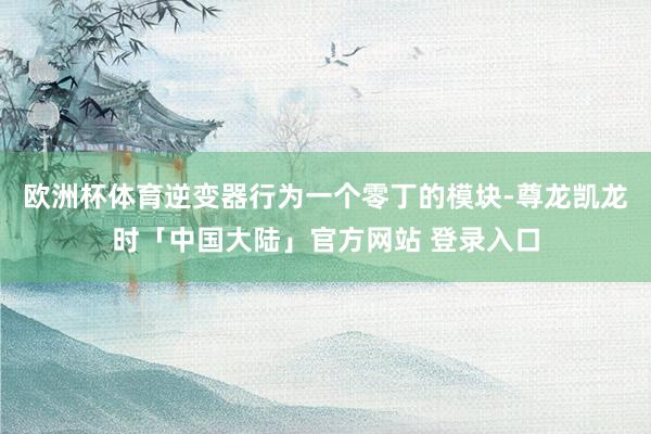 欧洲杯体育逆变器行为一个零丁的模块-尊龙凯龙时「中国大陆」官方网站 登录入口